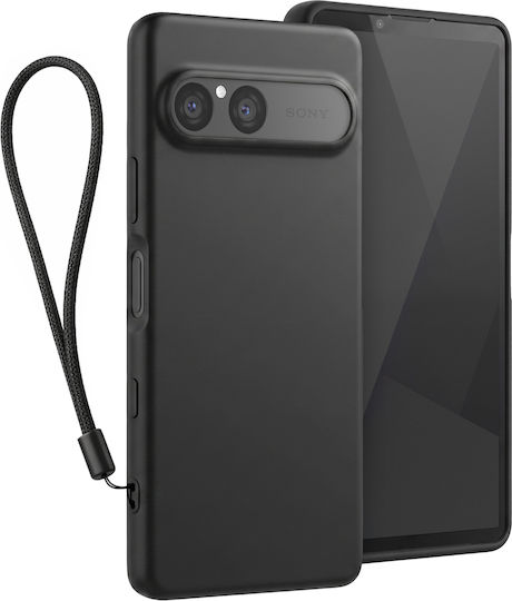 Husă Avizar Sony Xperia 10 Vii Silicon Moale Cu Curea Detasabilă Neagră