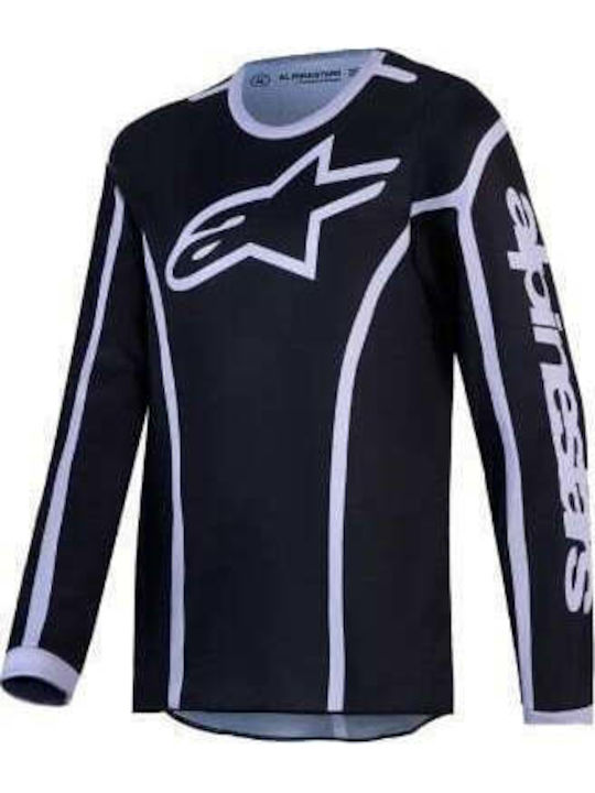Kids Motocross Riding Jersey Alpinestars Fluid Apex V2 Black Sil