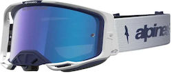 Ochelari De Motocross Alpinestars Vision 8 Amber Navy White Oglindă Albastră