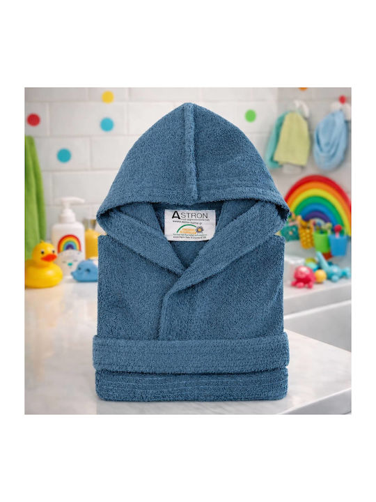 Astron Italy Kinderbademantel Petrol Blau mit Kapuzen-