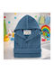 Astron Italy Kinderbademantel Petrol Blau mit Kapuze
