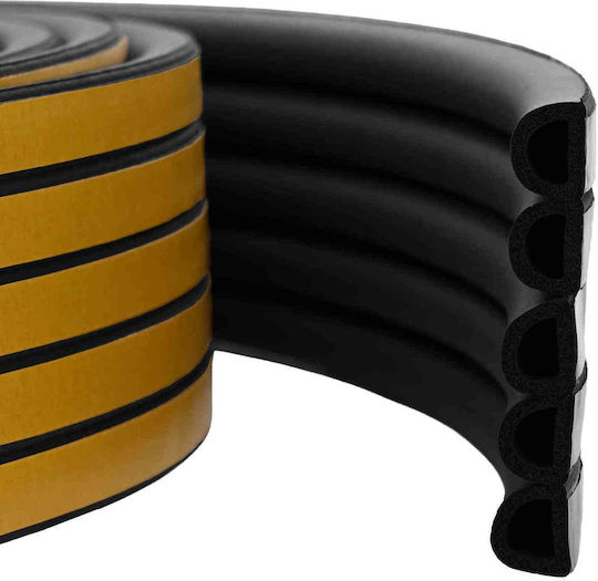 vidaXL Türzugluftstopper Selbstklebender Gummi Fenster in Schwarz Farbe 0.8cm