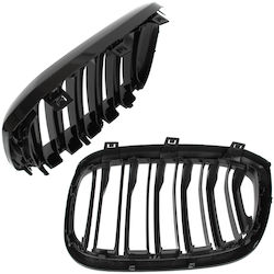 Bmw X3 G01 2017 Headlight Grilles Kidneys Left + Right Set Black Glossy Double Bar