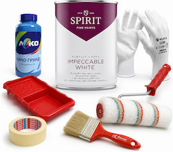 Painting Kit Up To 45 M² Coverage Area Spirit Impeccable Finish Matte 45 White Matte Latex Primer Accessories