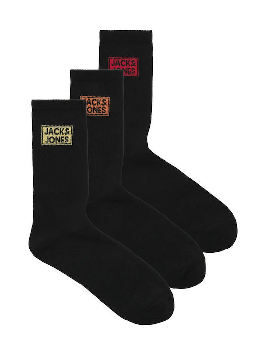Jack & Jones Κάλτσες για Τέννις Μαύρες 3 Ζεύγη