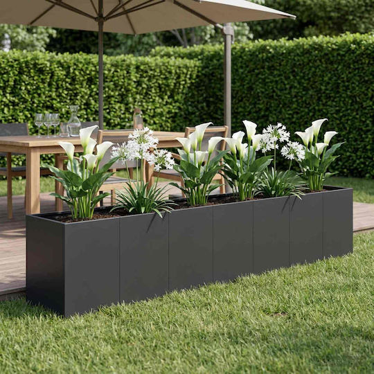 vidaXL Ghiveci De Flori Metalic Negru 280x40x60cm