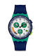 Swatch Time Ανδρικό Ρολόι Χρονογράφος Μπαταρίας με Μπλε Καουτσούκ Λουράκι