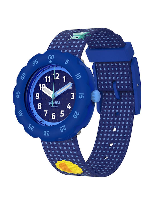 FlikFlak Solar Kinderuhr Blau mit Gummi-Lederar...