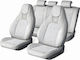 Set Premium De Huse Scaune Auto Blaze Luxor Model Sportiv Design Universal Ergonomic Piele Ecologică Inserții Textile Culoare Crem Gri
