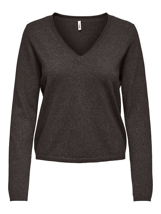 Only Damen Bluse mit V-Ausschnitt Braune