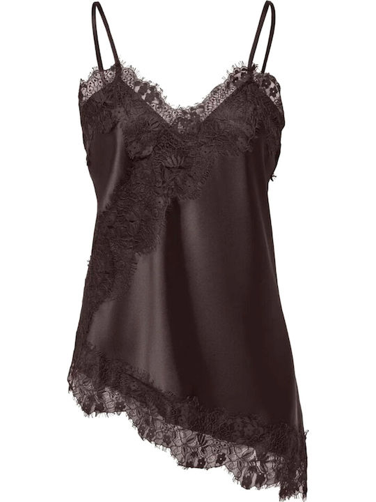Only Women's Satin Sleeveless Blouse Chocolate Torte