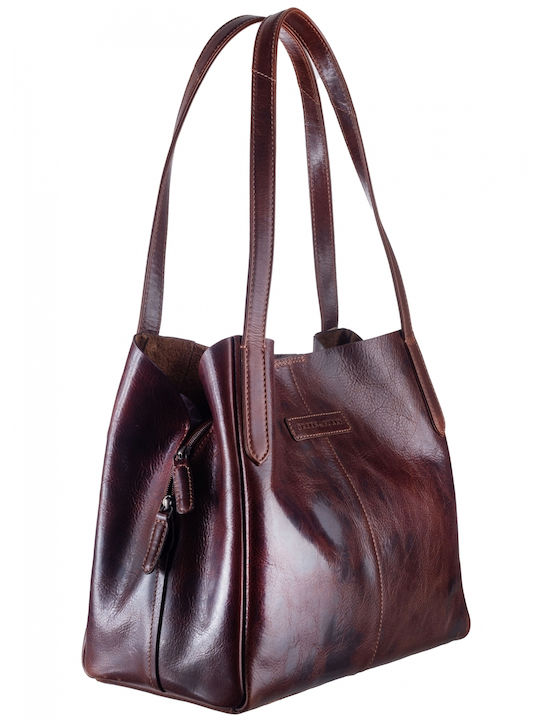 Leder Damen Schultertasche Braun