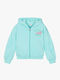 Kinder-Sweatshirt Strickjacke mit Kapuze Türkis Zip-up
