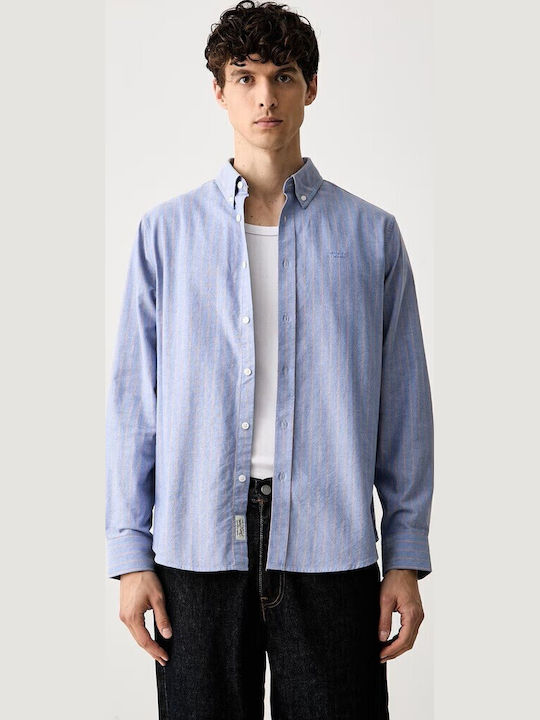 Long Sleeve Shirt in Regular Fit Striped Blue M6YH04W2841 SB0F