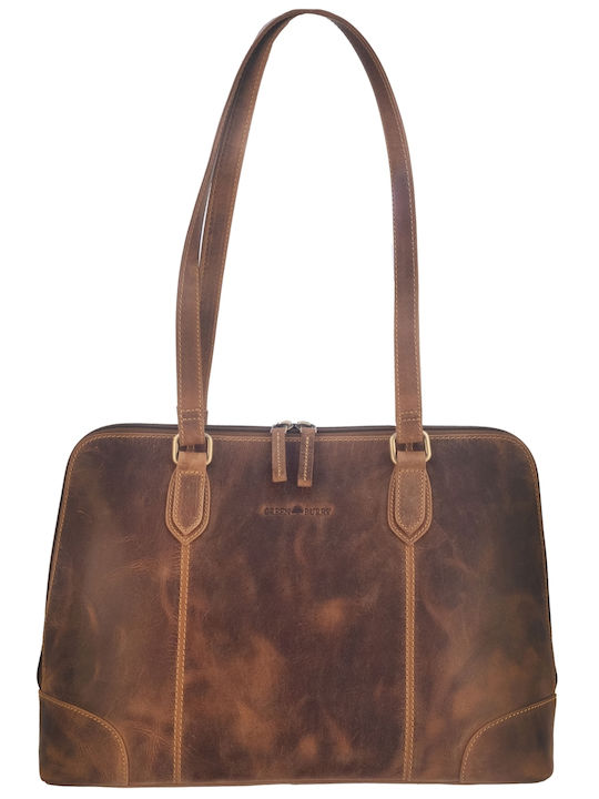 Leder Damen Schultertasche Braun
