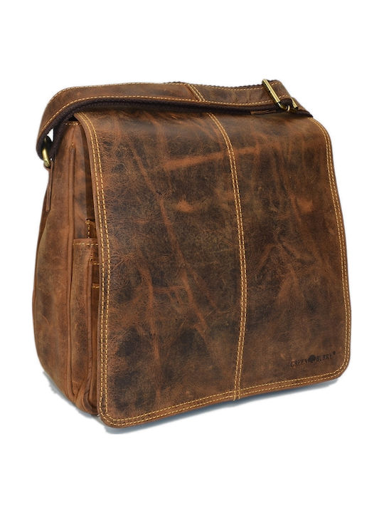 Geantă bărbătească de umăr / crossbody din piele maro
