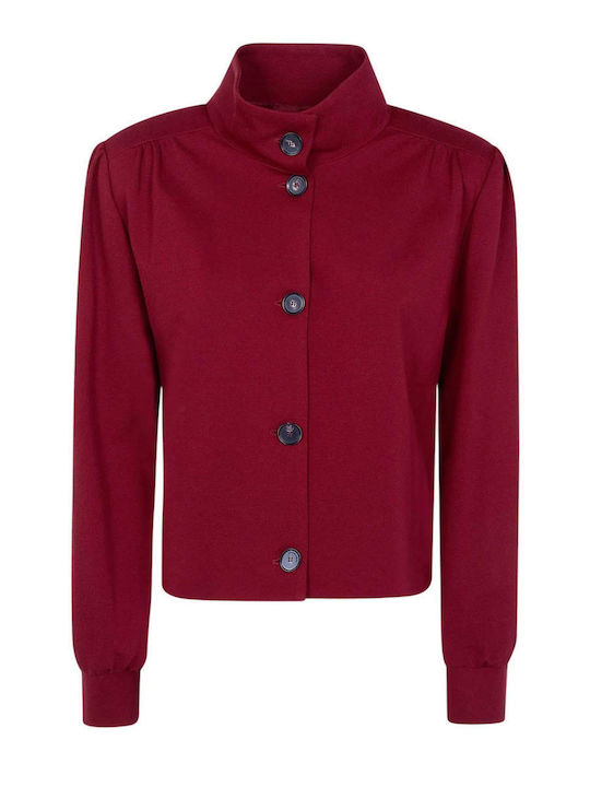 Women's Cardigan with Buttons Burgundy