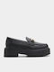 Leather Women's Loafers In Black Colour