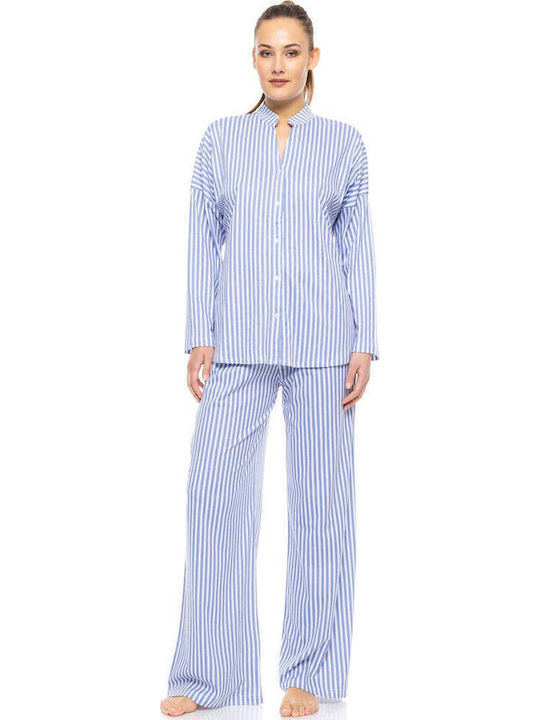 Pink Label Sommerliches Damen-Set Schlafanzug Blau