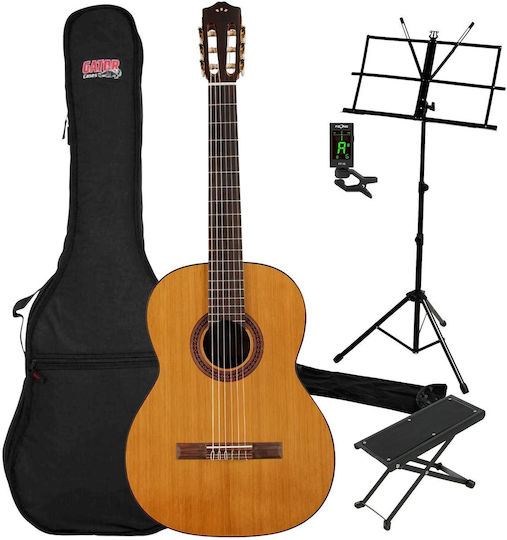 Cordoba C5 Cedar 4/4 Natural Chitară Clasică Husă Reazem pentru Picior Acordor Suport de Partituri Ultimate Bundle
