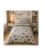 Set Cearceafuri Single Cu Elastic Din Bumbac Dinozauri Albe 170x260cm