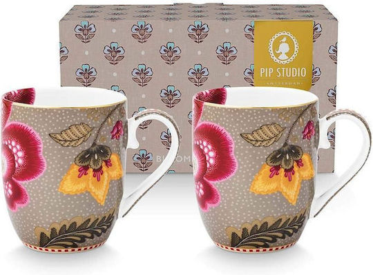 Комплект чаши с дръжка 145ml 2 бр. Pip Studio Blooming Tales Fantasy Khaki