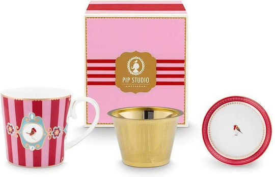 PiP Studio Love Birds Set Tassen aus Porzellan Rosa 3 Stück