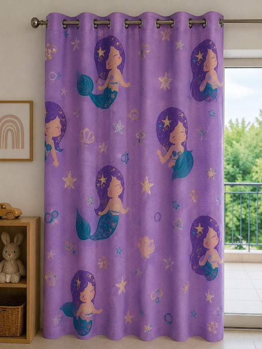 Perdea Pentru Copii Cu Inele „Sirene” Cu Coafură Violet 260x270cm