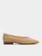 Suede Damen Ballerinas Spitz zulaufend Beige