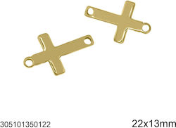 Steel Space Cross 22x13mm 305101350.122 Gold Plated 5 Pieces