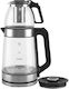 1.7l Elektrischer Wasserkocher Teekanne 2200w Glas-Infuser 360° Drehbare Basis Schwarze