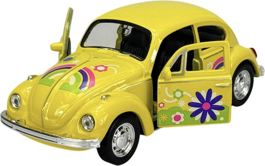Welly VW Volkswagen Beetle Жълт Покрив Цветя 1:34 42343