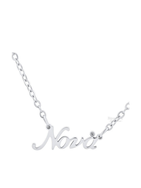 Bijou Box Colier Nașă Din Oțel Cu Zircon