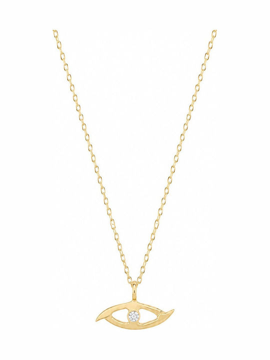 Kloxx Kloxx Halskette Mit Auge Aus Gold 9K Mit Zirkon Kloxx Kloxx Halskette Mit Auge Aus Gold 9K Mit Zirkon