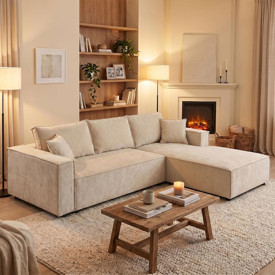Maden Corner Couch with Left Corner Beige 279x203x90 cm