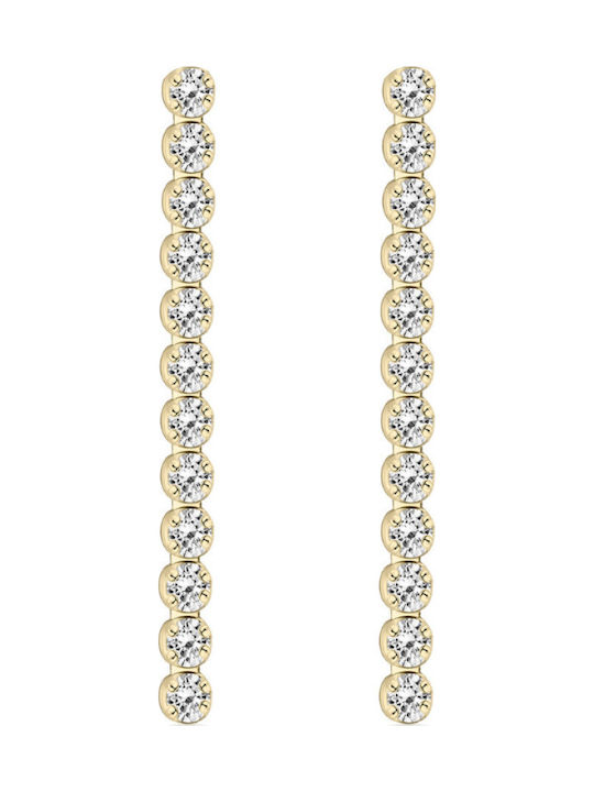 Chrilia Dangle Earrings Made of 14K Gold with Stones