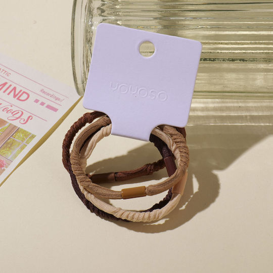 Hair Scrunchies Brown Fabric 4 Pieces