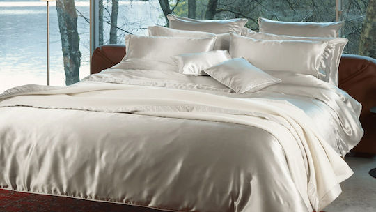Valeria Home Duvet Cover Set 240x220cm King Size With 2 Pillowcases Sheets Maria 100% Pure Mulberry Silk Duvet Size Silver