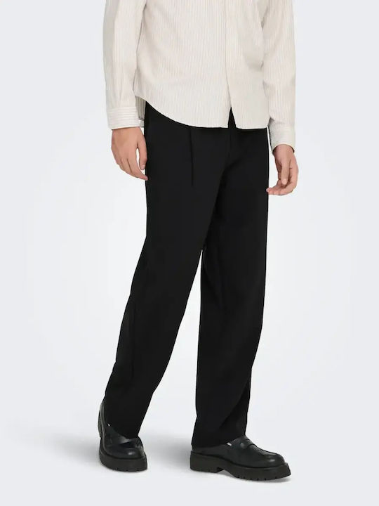 Herrenhosen Elastische Loose Passform Schwarz