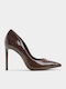 Pointed Toe Heels with Low Heel Animal Print Brown