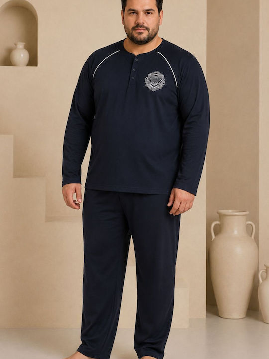 Rimoli Plus Size Winter Men's Pyjamas Blue Black