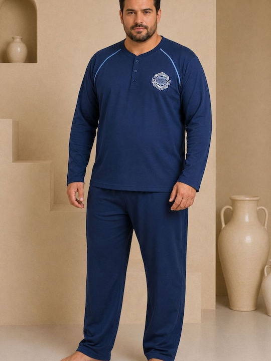 Rimoli Plus Size Pijama de iarnă pentru bărbați Albastru Raf