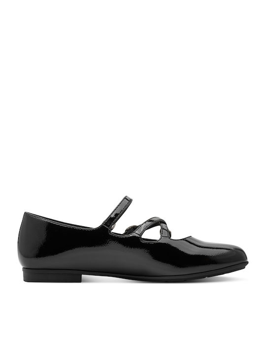 Ciaodea Damen Ballerinas aus Lackleder mit Riemchen Schwarz
