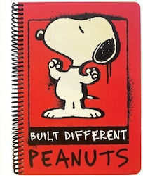 Peanuts Snoopy and Woodstock Spiral Notebook Ruled B5 105 Paper Sheets Built Different