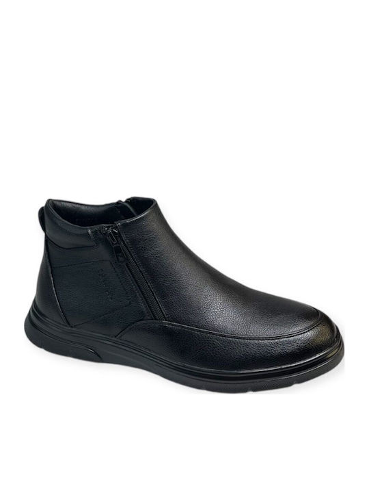 Leder Schwarz Herrenstiefel mit Reissverschluss