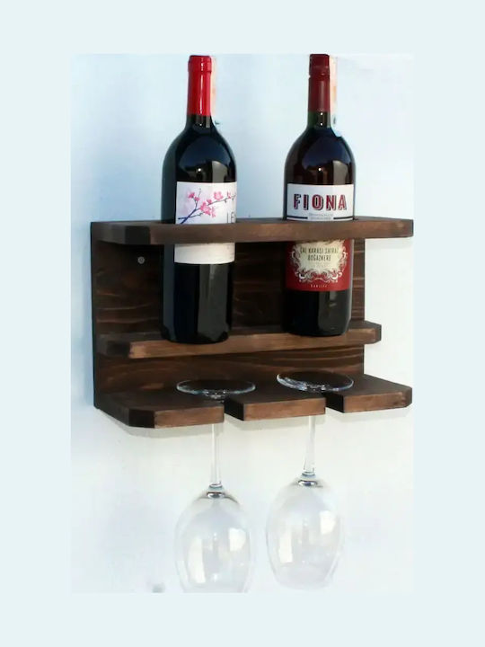 Suport De Sticle De Perete Din Lemn Maro 32x20x15cm