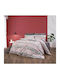 Set Huse Pentru Pilote Bumbac Satinat 200x220cm Dublu Cu 2 Fețe De Pernă & 1 Cearșaf Maro