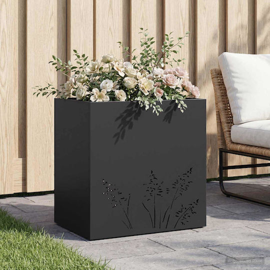 vidaXL Γλάστρα Μεταλλική Μαύρη 50x30x49εκ.