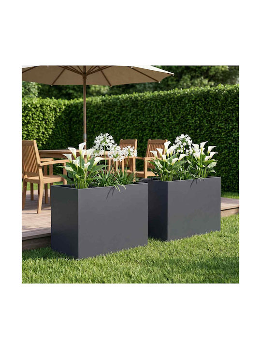 vidaXL Set of 2 Metallic Flower Pots Anthracite 40cm