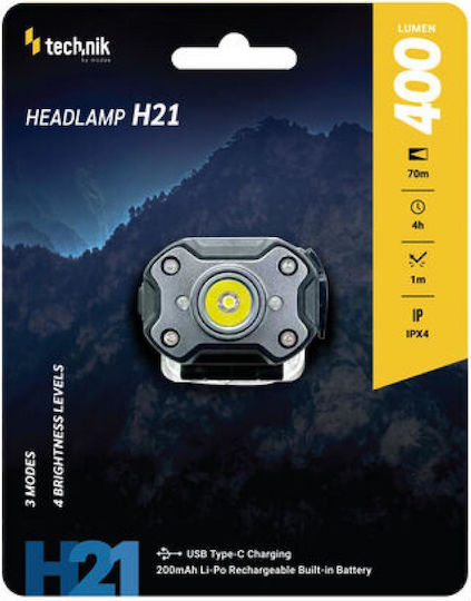 Technik Wiederaufladbarer Kopf LED Taschenlampen IPX4 mit Maximaler Helligkeit 400lm H21 10 Stück